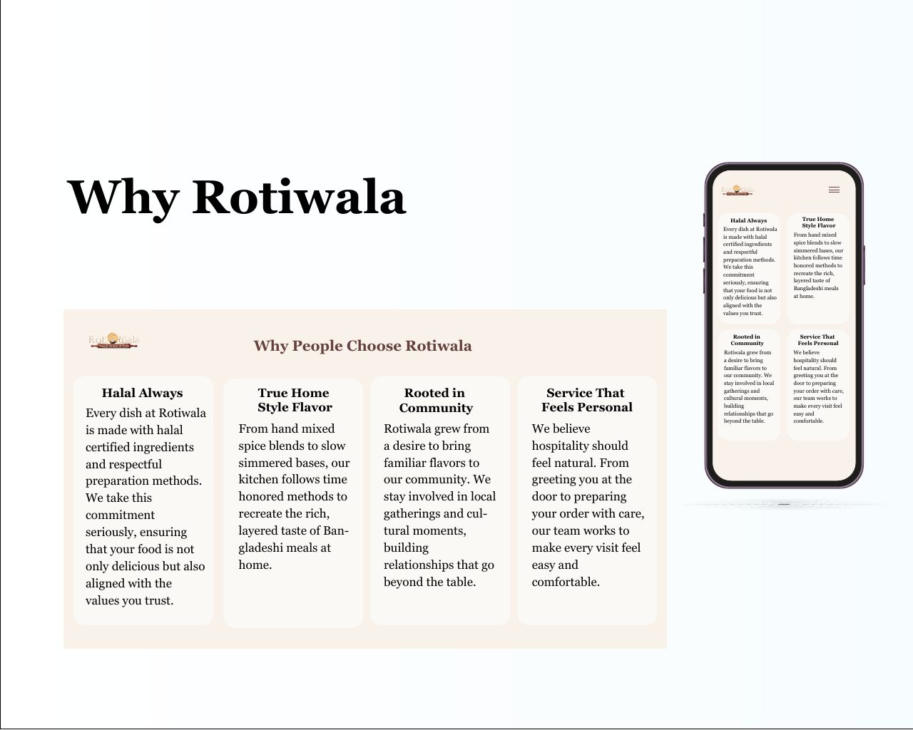 Section explaining why customers choose Roti Wala