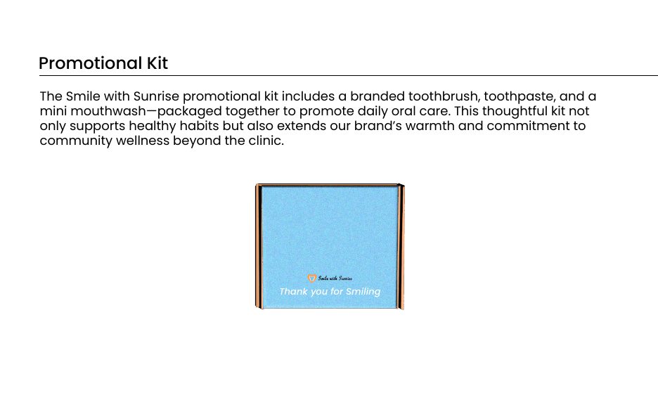 Smile with Sunrise promotional kit packaging