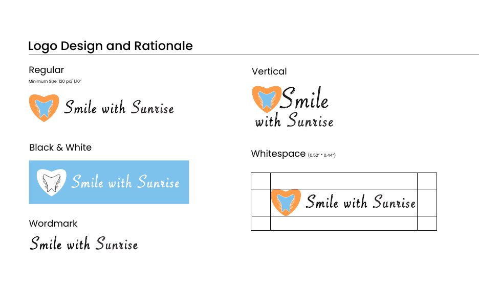 Smile with Sunrise logo variants and wordmark